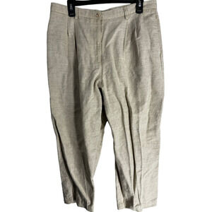 Liz Claiborne Pant Size 16 Beige Pleated Linen Flax Cotton Minimalist Lagenlook